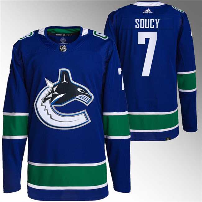 Men%27s Vancouver Canucks #7 Carson Soucy Blue Stitched Jersey